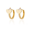 Silver heart-shaped ear studs with zircon stone and clip fastening