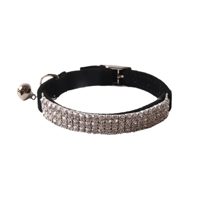 Flannel elastic buckle cat collar in six colour options including pink, black, and red