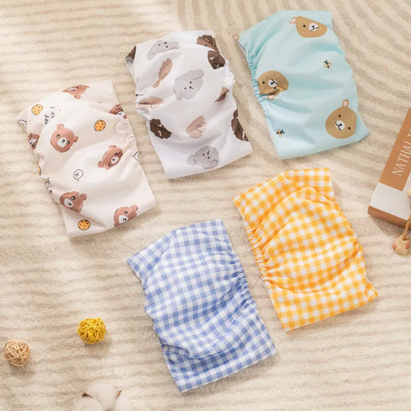 Cartoon bone paw print reusable dog nappy belly band with elastic waistband and fastener tape