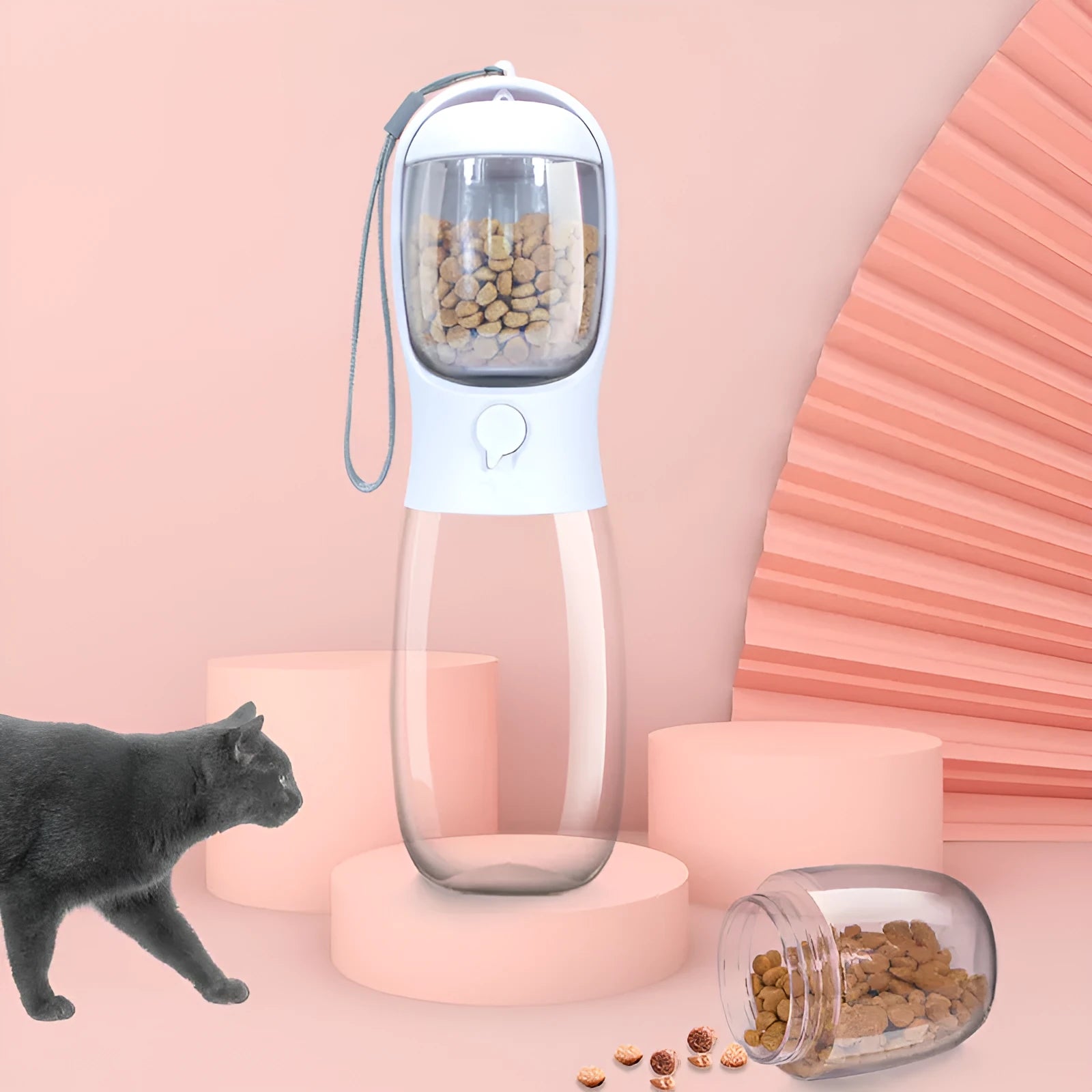 Portable cat dog outdoor brigade kettle water cup 550ml plastic dual-purpose pet bowl