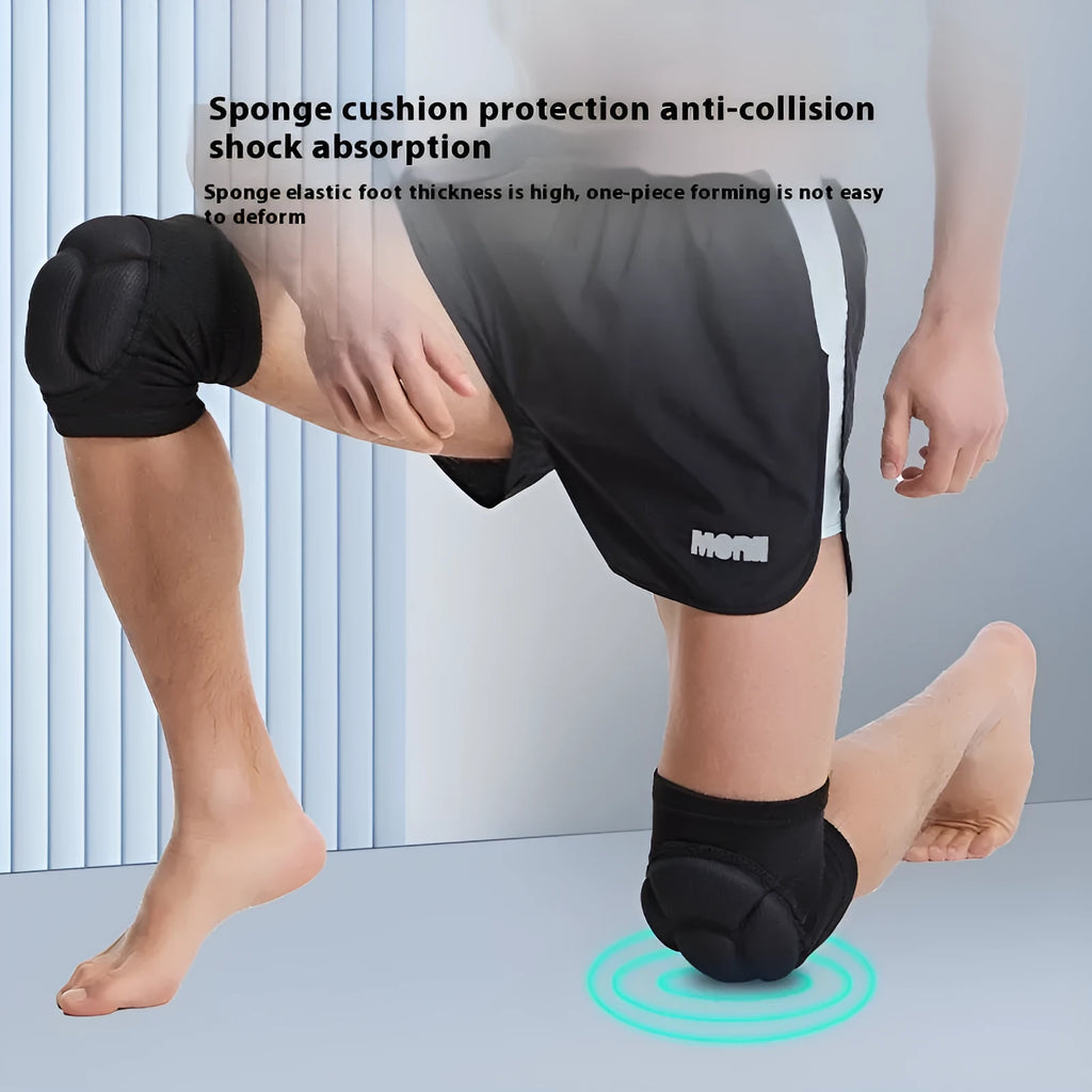 Black and blue free-size dance kneepads with thick sponge padding for volleyball and sports protection