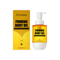 60ml bottle of caramel-coloured tightening body oil with ingredients glycerin and pistachio seed oil
