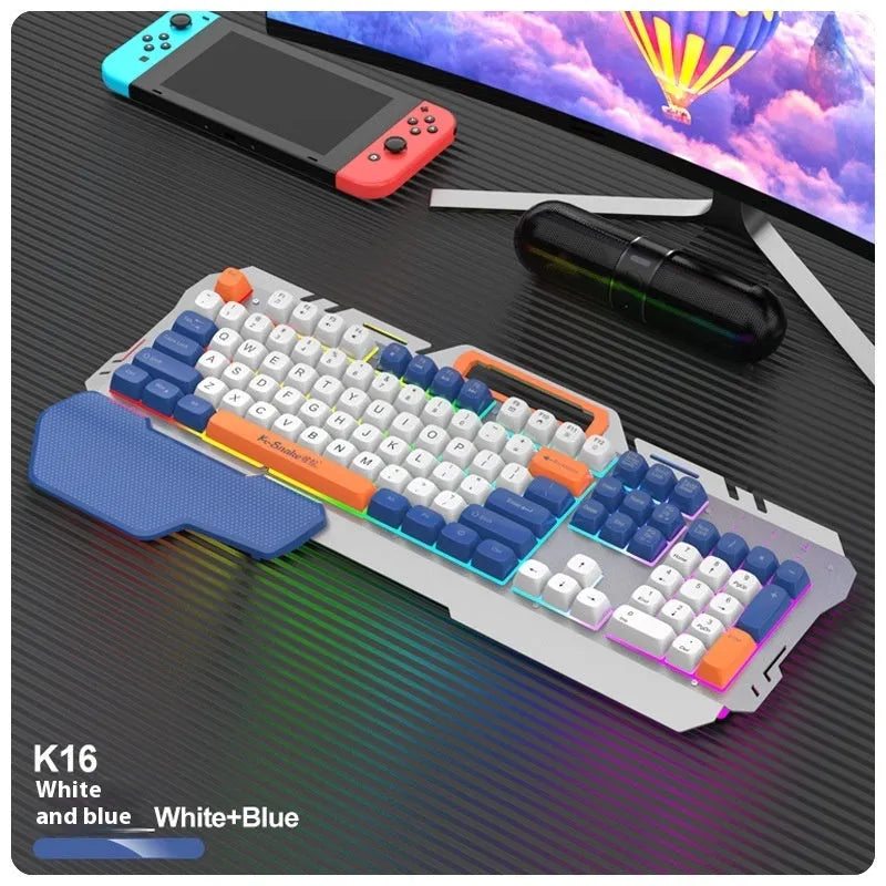 Wired gaming keyboard and mouse combo with backlight in blue or grey colour options