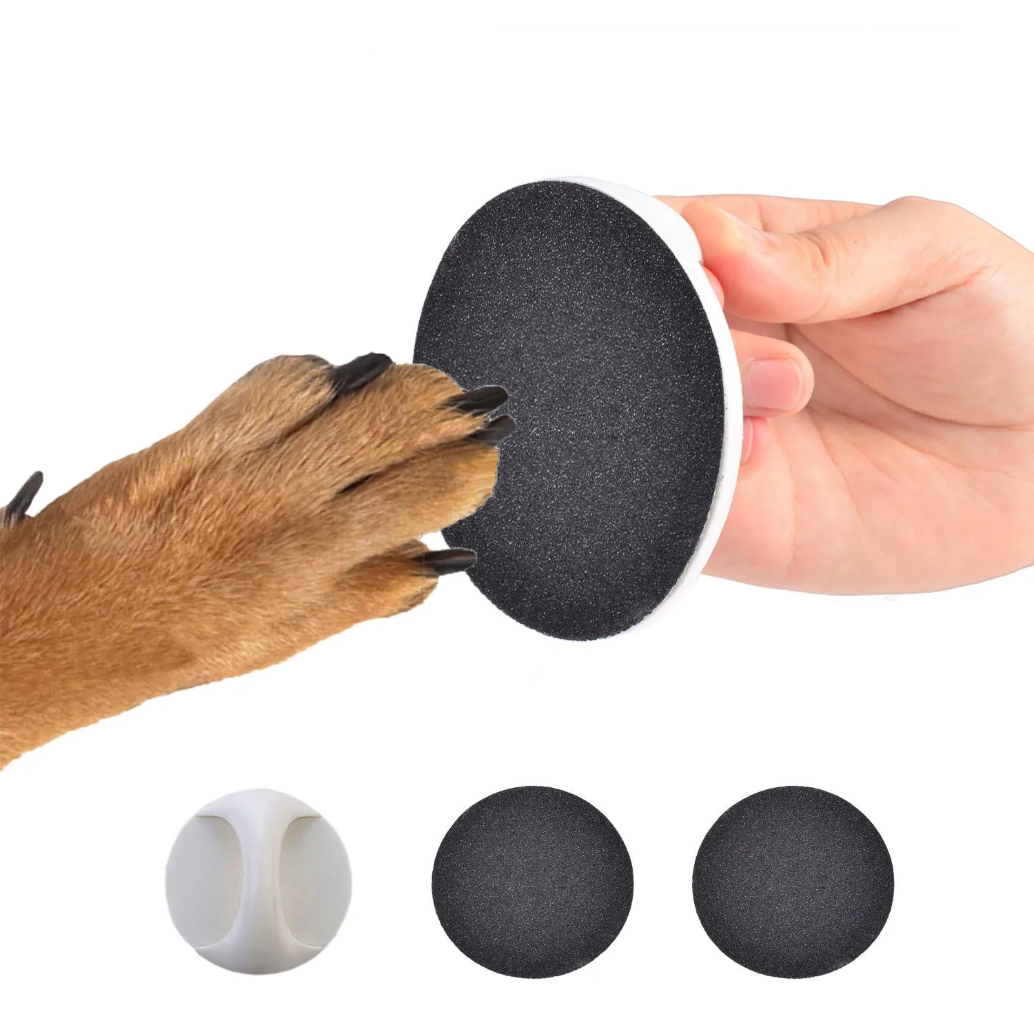 Square dog nail file board with replaceable sandpaper and ergonomic handle in multiple colour options