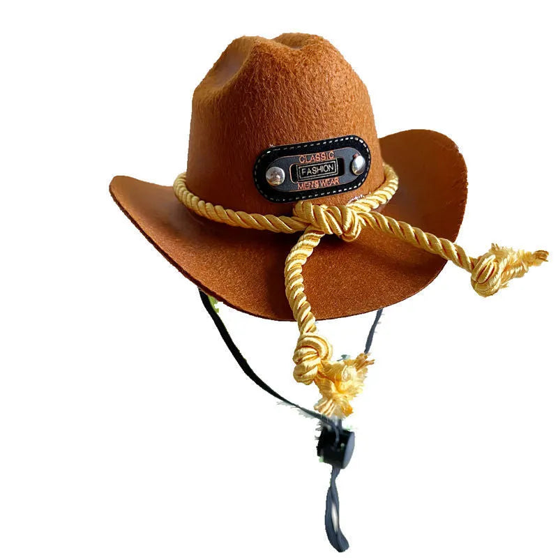 British cat cowboy hat in non-woven fabric with pointed ears, shown in black with ribbon trim
