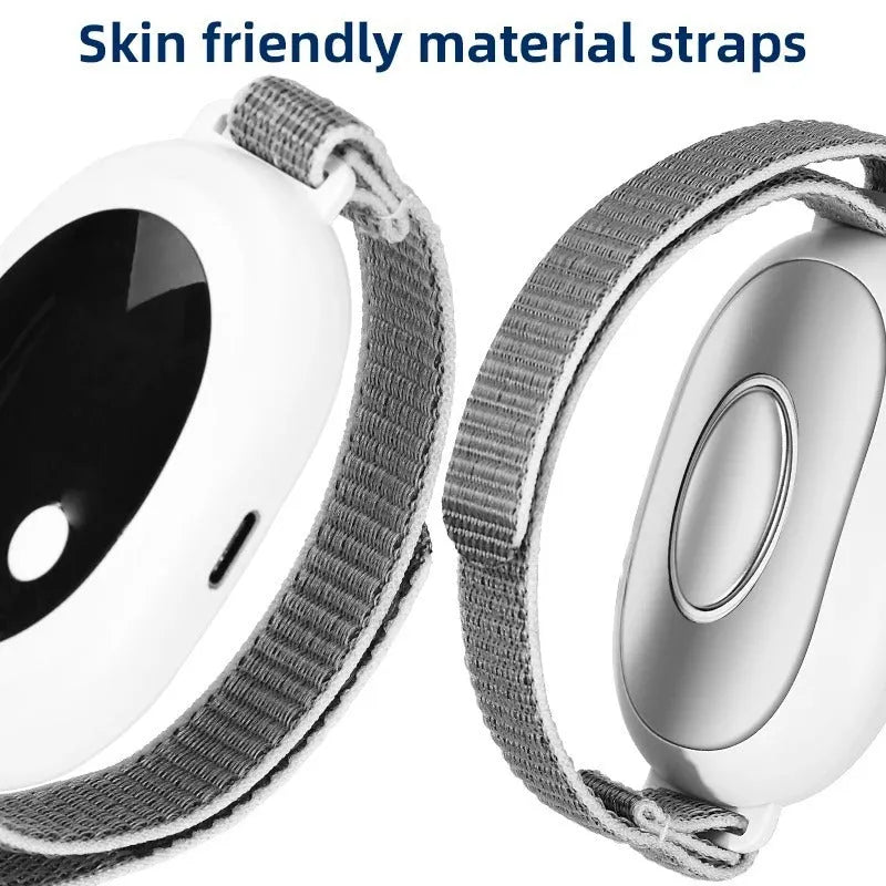 White electronic sleep aid instrument with handheld remote design and adjustable intensity controls