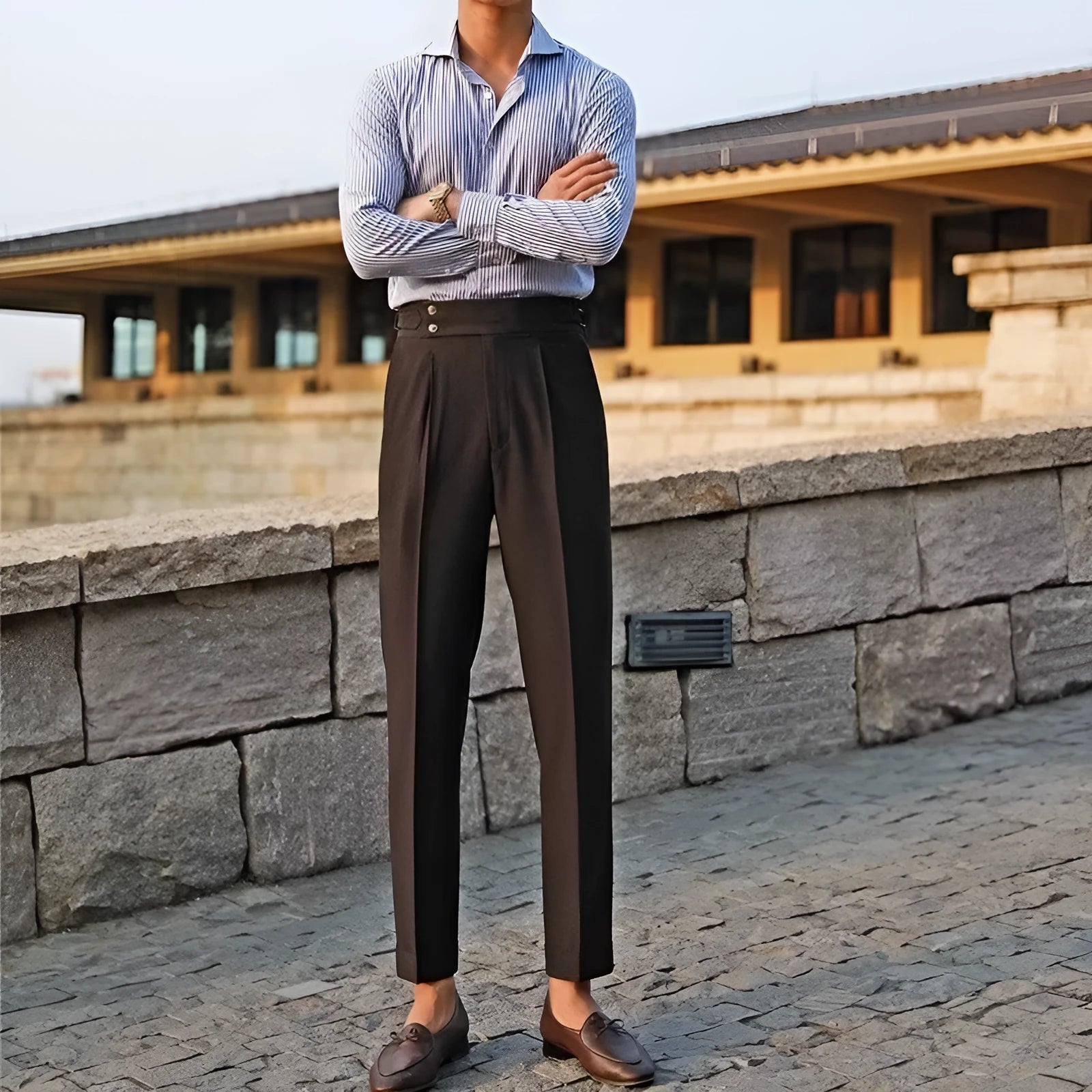 Straight leg slim fit suit trousers in black, white or apricot for business formal wear