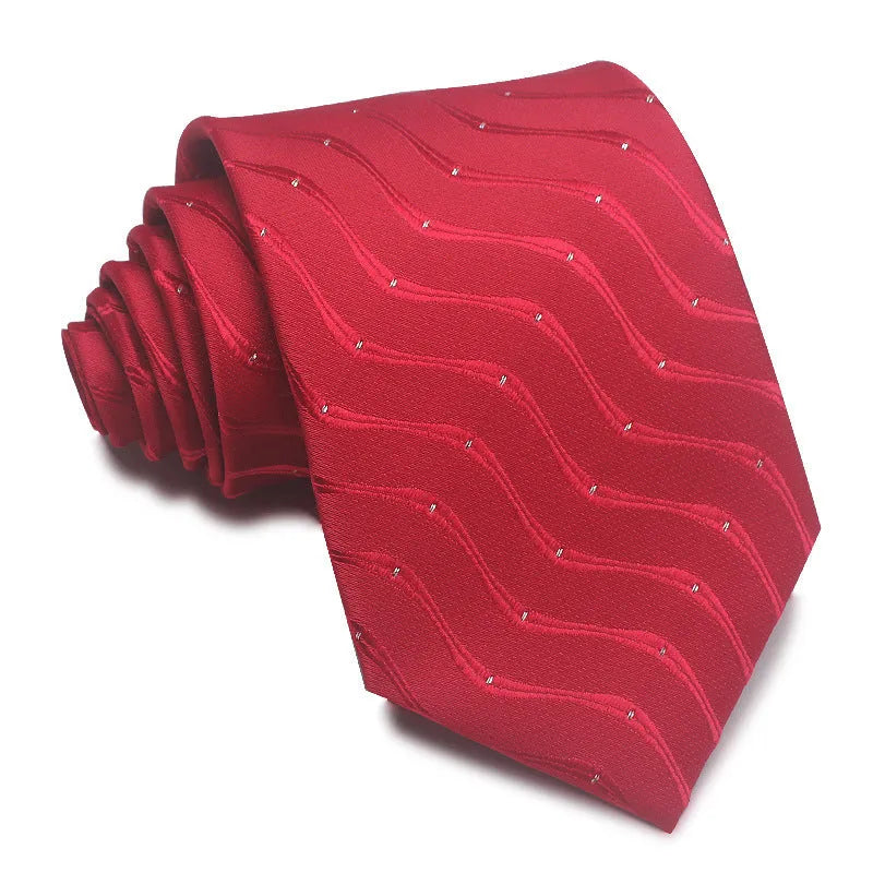 8cm wide polyester jacquard striped business tie in arrow shape for formal office wear