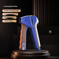 Adjustable hand grip strengthener with mechanical force display, shown in orange colour.
