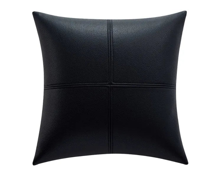 Solid colour soft cowhide leather pillow cover in Nordic style on a sofa