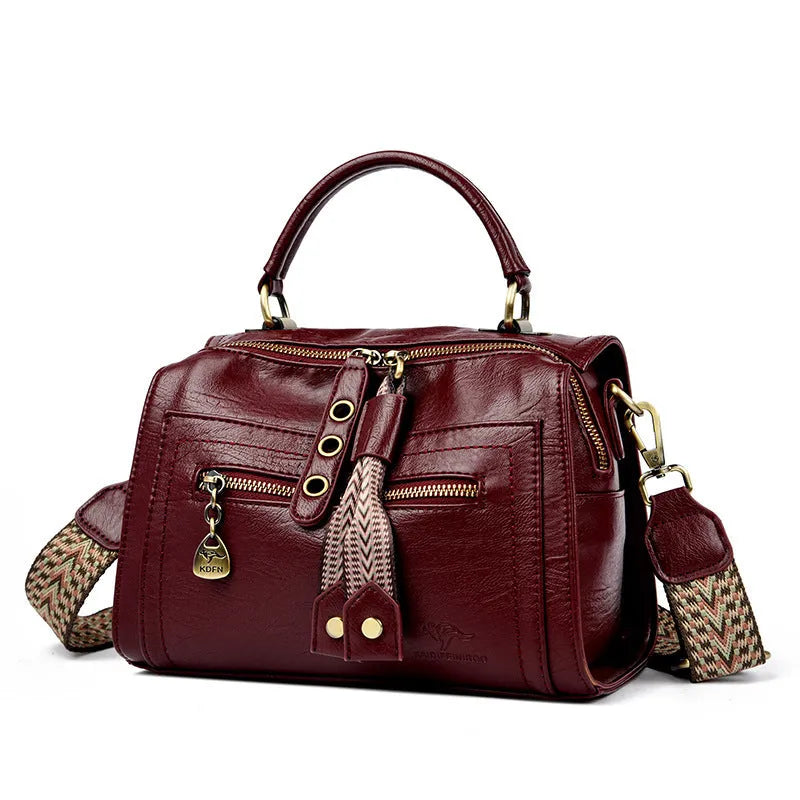 Soft grey PU women's crossbody bag with a square shape and an external sandwich pocket.