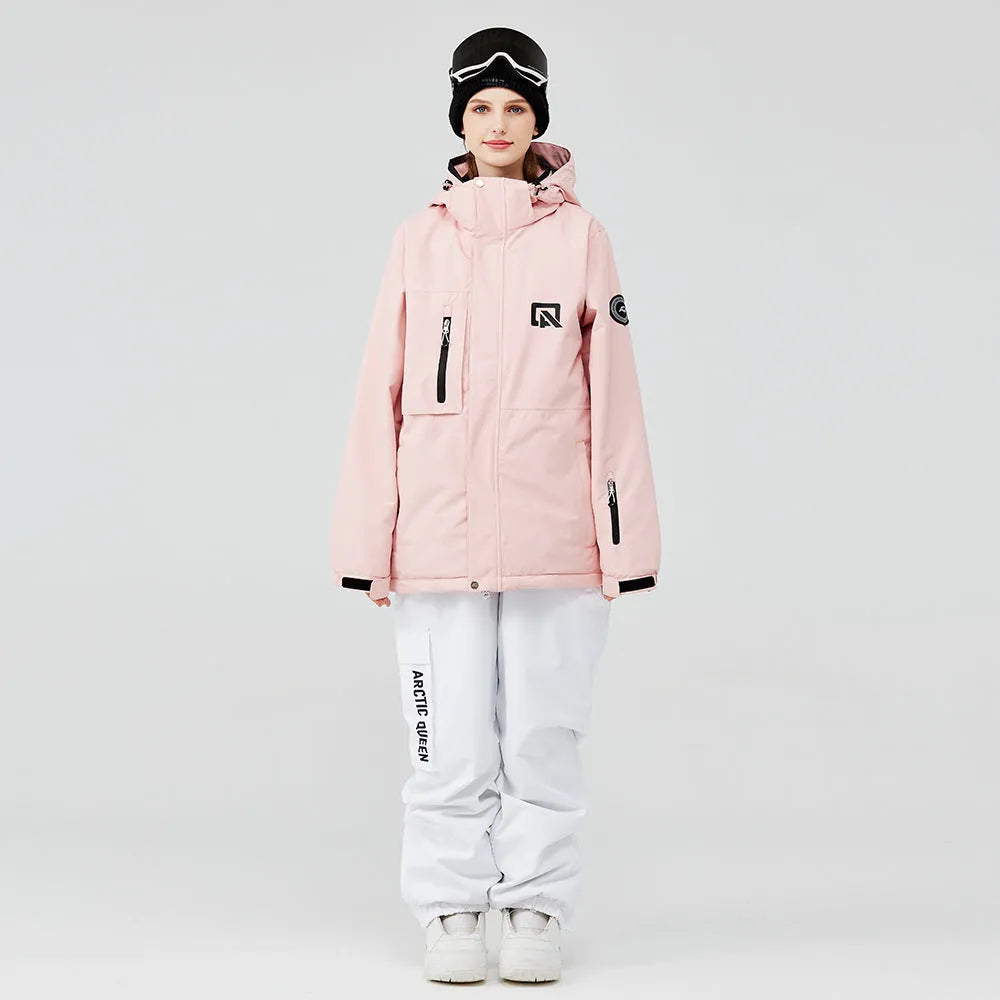 Men's and women's winter ski suit in blue and black colour combination for snow sports