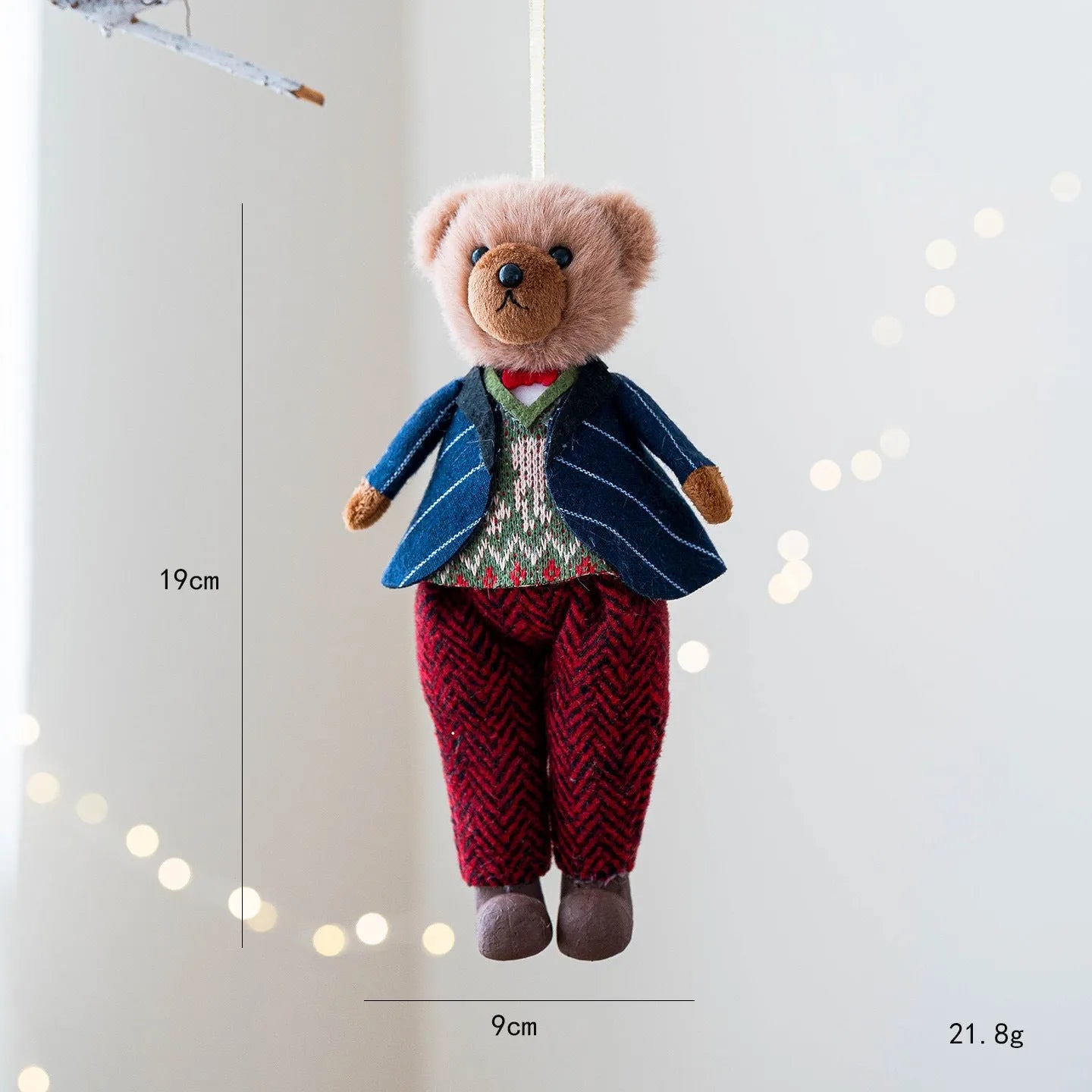 Cartoon plush bear doll with cotton suit and plaid print in gentleman and princess designs