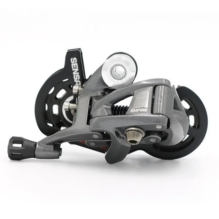 Road bike transmission kit showing aluminium alloy manual shifter, front derailleur and short-leg rear derailleur components