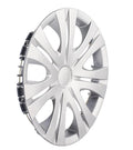 Universal silver ABS plastic wheel hub cover for a car on a 15-inch wheel.