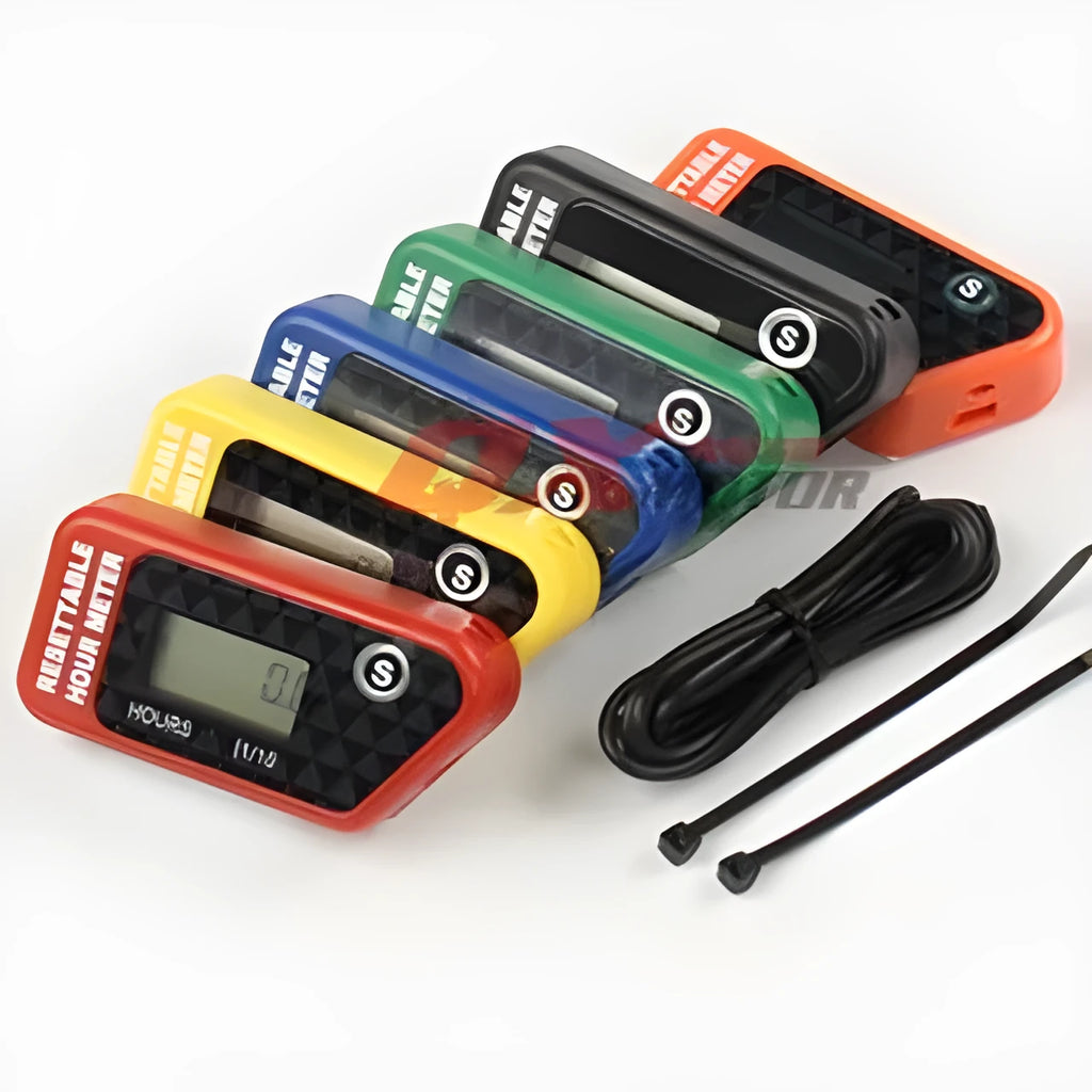 Black waterproof LCD digital countdown timer for machinery maintenance