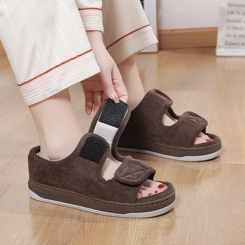 Breathable cloth sandals for elderly, open toe, rubber sole, solid colour, large size 48-49 yards