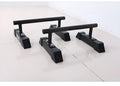 Black thick steel pipe parallel bars for home fitness measuring 35x20x20cm