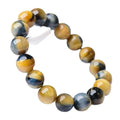 Fantasy tiger eye agate bracelet with geometric round beads in a unisex single circle design.