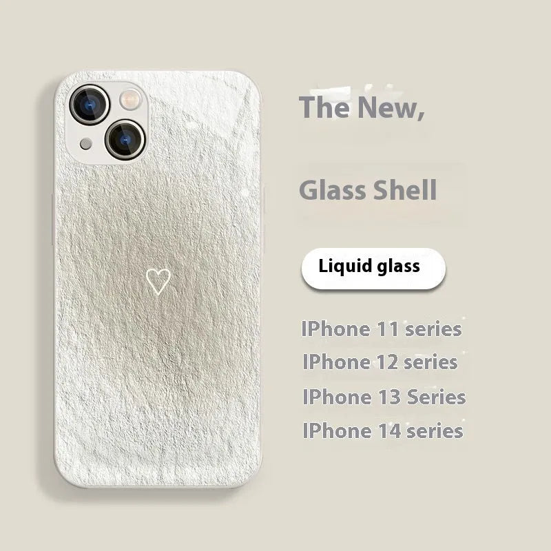 Liquid glass shockproof iPhone case with oil painting Love design for Apple iPhone