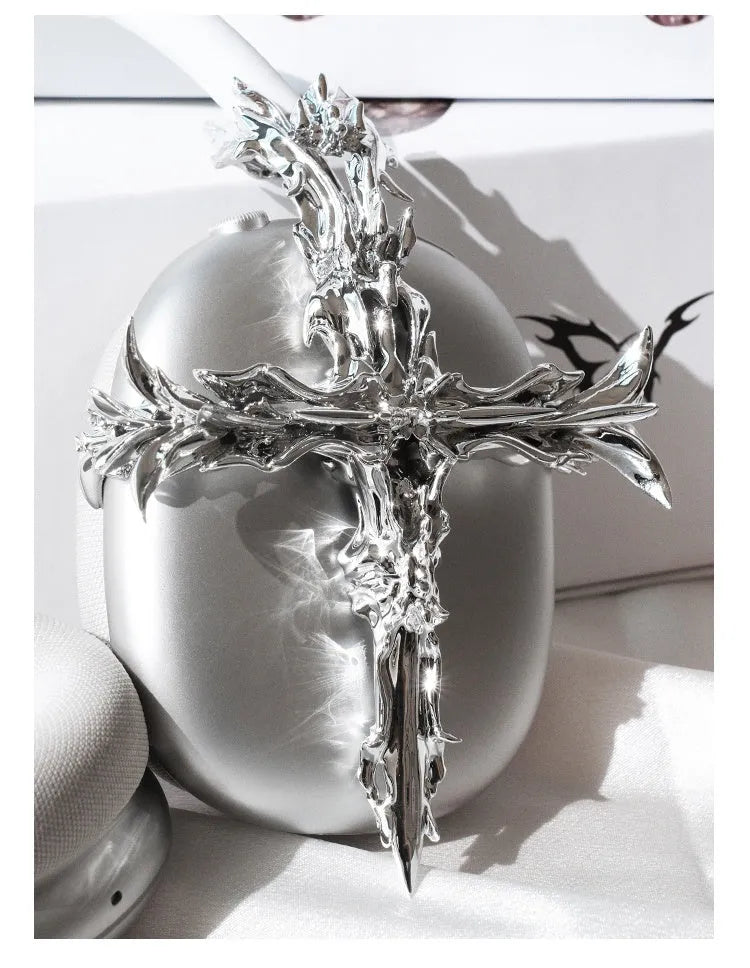Gothic style 3D printed resin cover for Apple AirPods Max headphones in silver and gun colour options