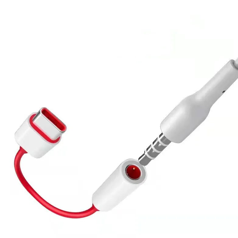 Black audio adapter cable for OnePlus 6T 7 Pro with Type C and 3.5mm connectors