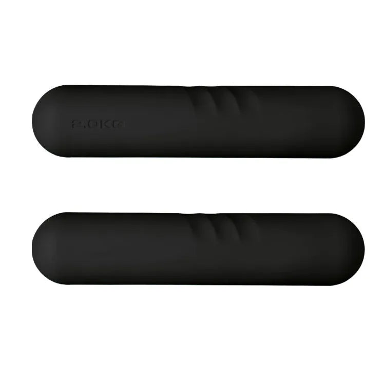 Silicone-edged hand-drawn dumbbell stick in a choice of colours including pink, green, and black, shown with cast iron weight.