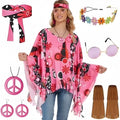 Colourful tie dye cloak costume with bell sleeves in free size spandex for Halloween parties