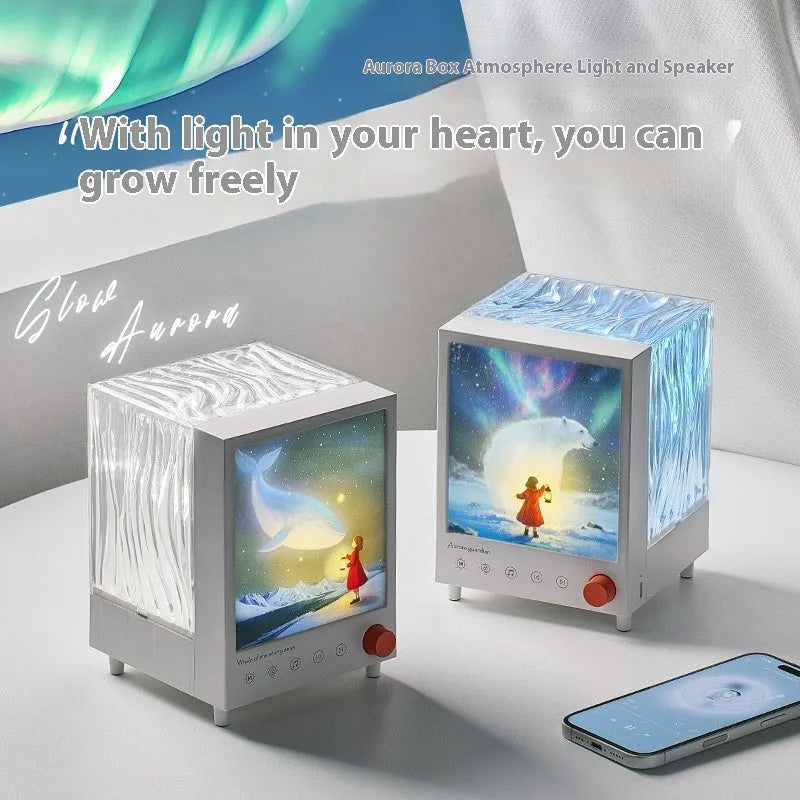 Aurora Treasure Box projection lamp showing Star Sea Whale light colour and compact design