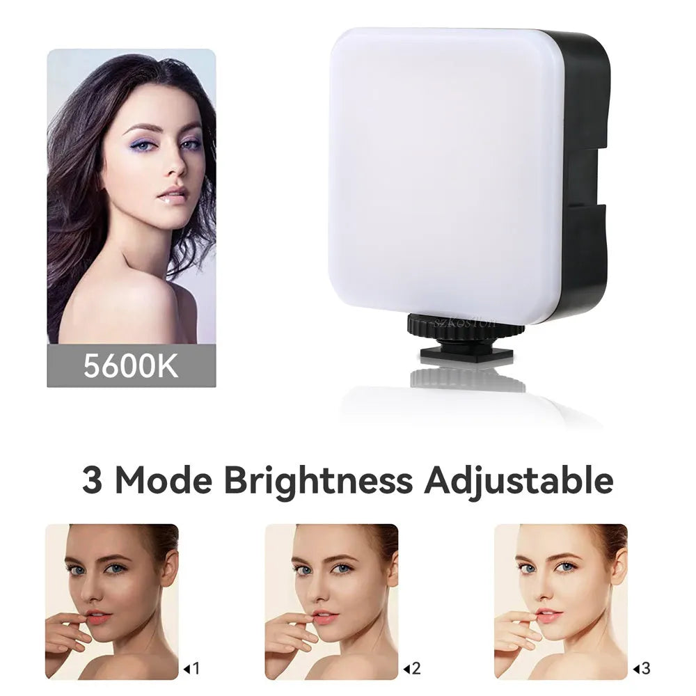 LED mini square outdoor pocket light tripod with top flash measuring 7.3cm by 2.8cm by 8.4cm