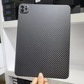 Carbon fibre hard protective case for Apple iPad Pro 11 showing embossed plaid pattern and choice of surface finishes.