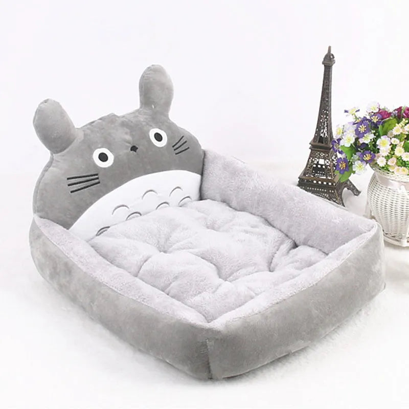 Cartoon-style washable pet bed sofa for small dogs and cats in winter warm plush fabric