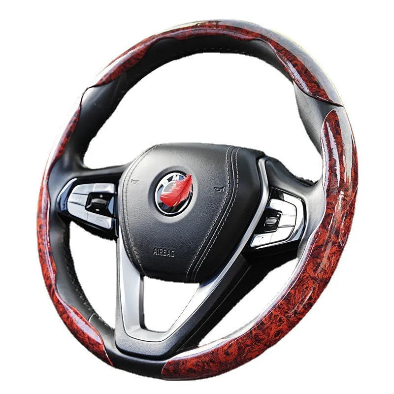 Artificial leather steering wheel sleeve with peach wood grain pattern for 38cm diameter steering wheels