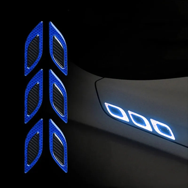 Blue reflective warning tape strips for car bumper safety application