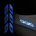 Blue reflective warning tape strips for car bumper safety application