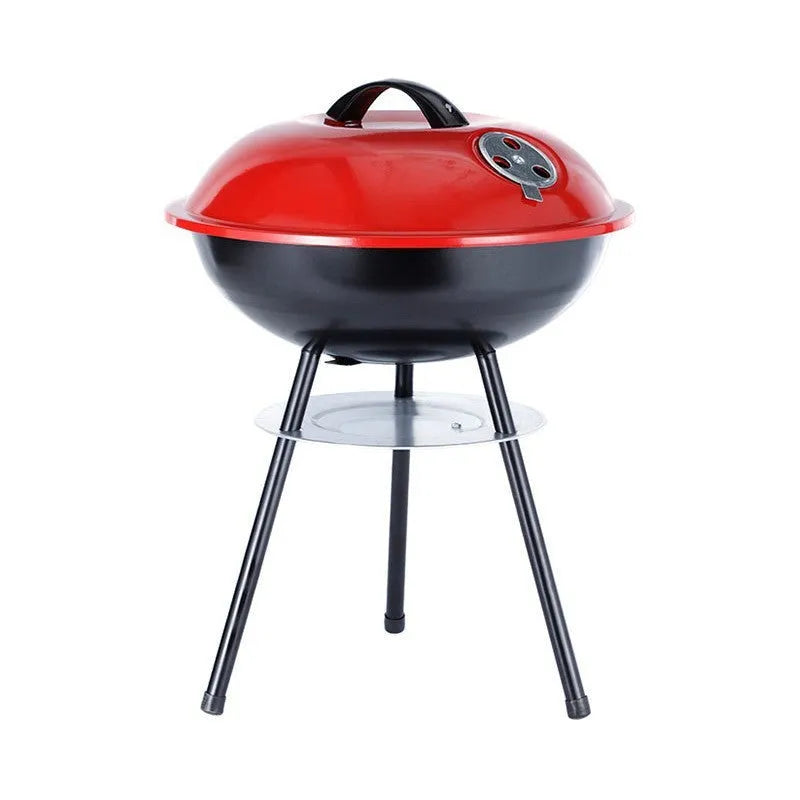 Portable 14-inch iron barbecue grill with an apple stove design for 3-5 people.