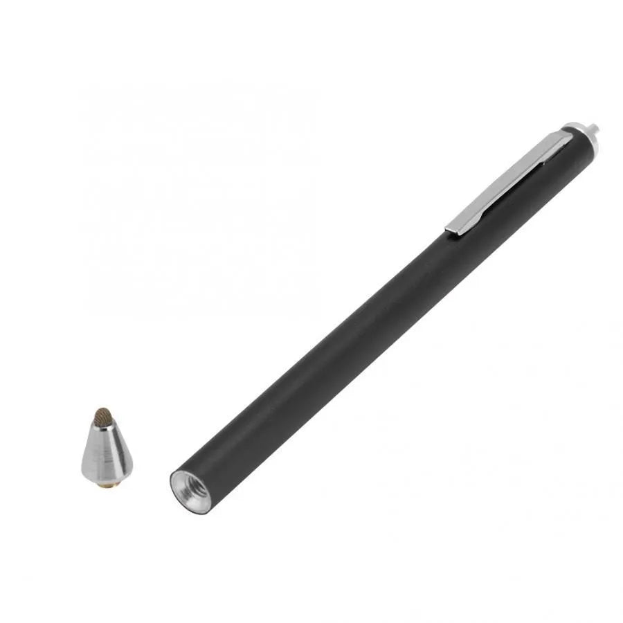 Metal-shell active stylus with fine tip for phone and tablet touchscreens.