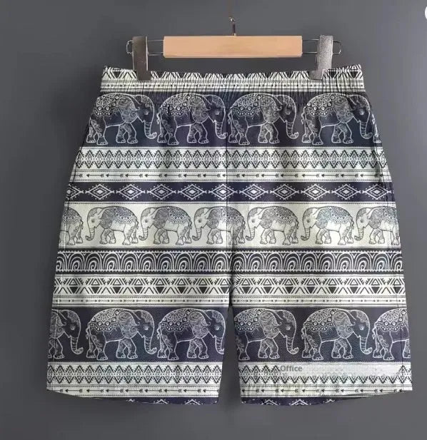 Men's striped polyester casual shorts for outdoor sports and leisure activities