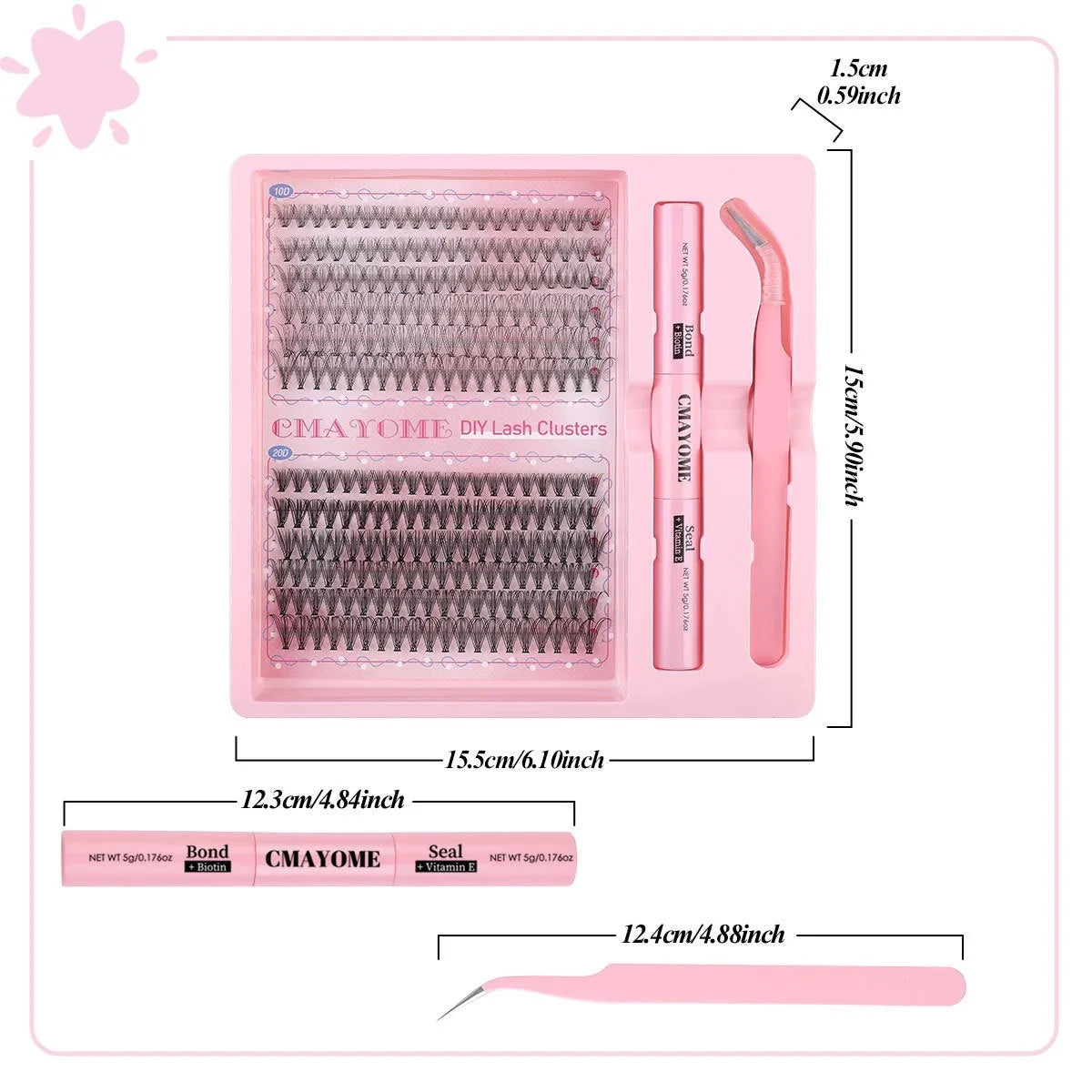 DIY individual cluster false eyelashes for natural thick mixed split style with artificial fibre construction