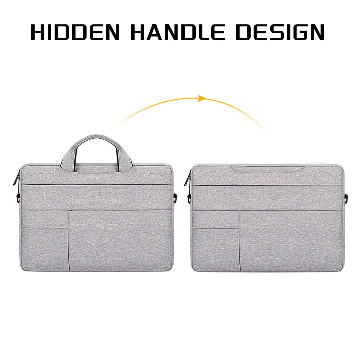 Water-repellent laptop carrying case in Black, with luggage strap and shoulder strap, for 13.3 to 15.6 inch laptops.
