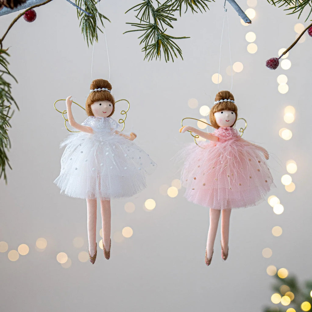 Pink and white cloth ballet girl angel plush doll pendant for decorative display
