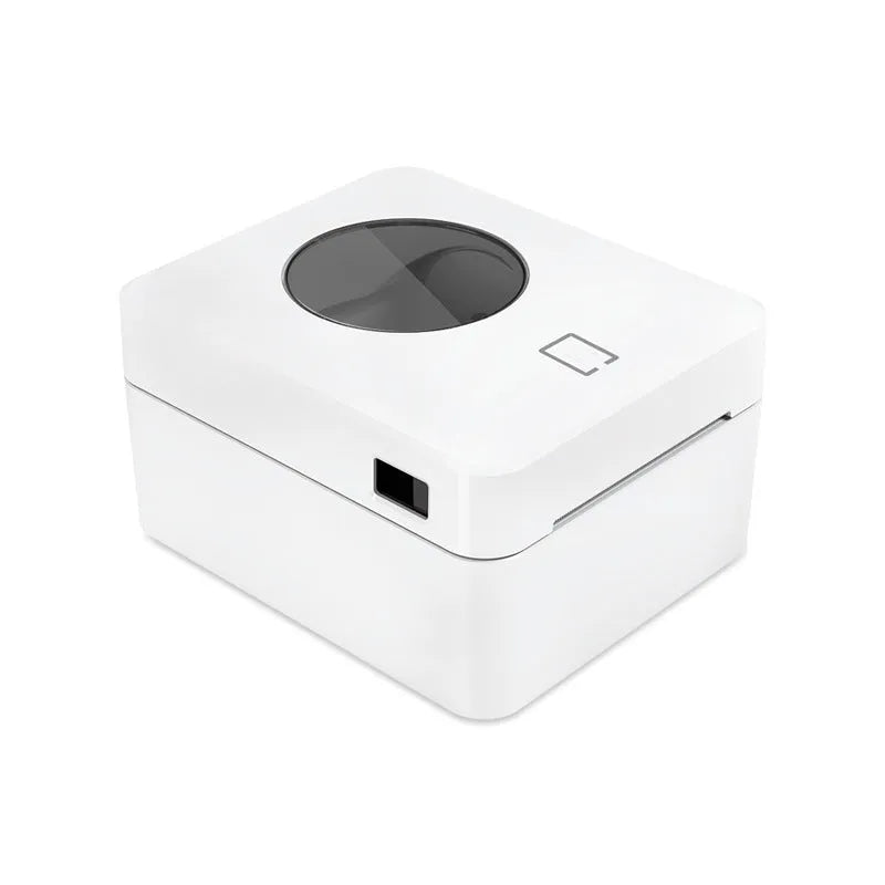 White Bluetooth thermal label printer with compact dimensions for shipping labels