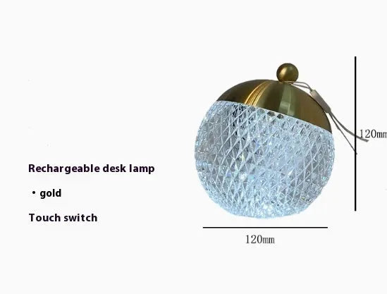 Portable dimmable LED night lamp with touch control in minimalist design, 12cm diameter and height