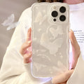 Transparent TPU phone case with painted white crystal butterfly for IPhone