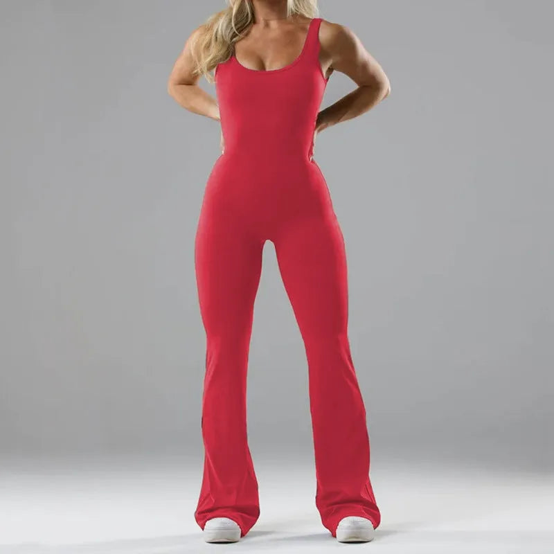 Women's tight yoga bodysuit jumpsuit in milk silk fabric with built-in chest pad