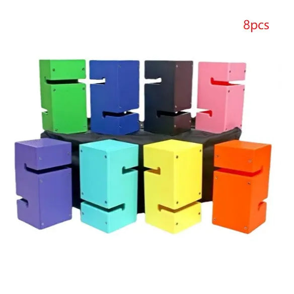 ABS plastic team building equipment set with pull ropes and tower blocks in multiple colours
