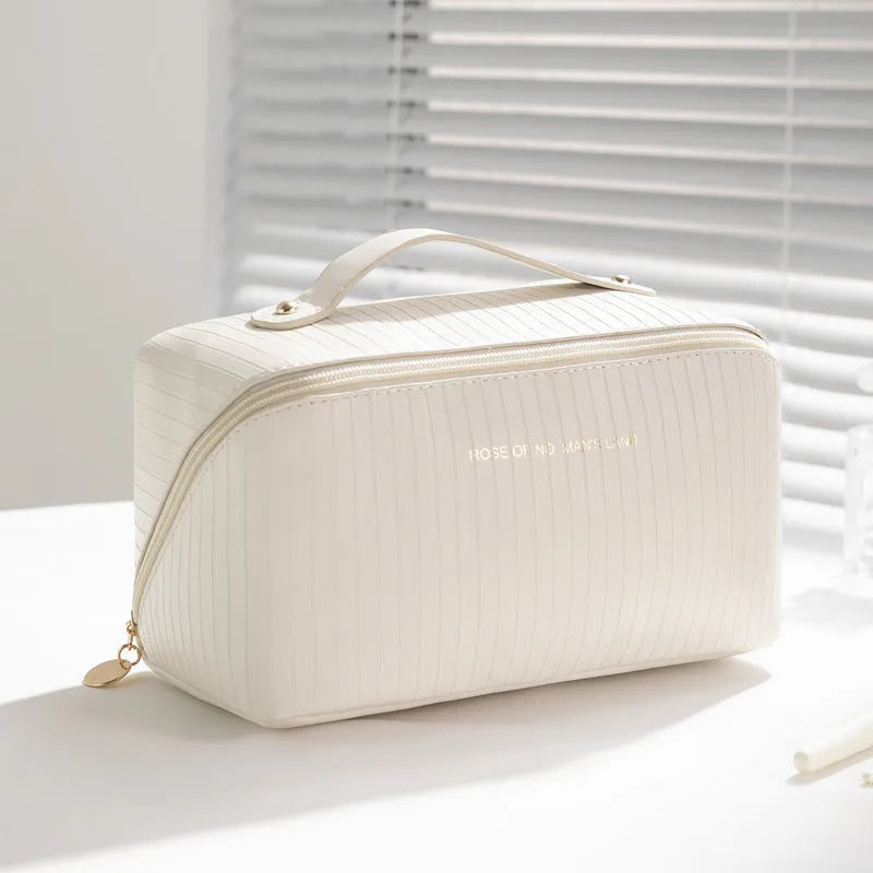 Vertical pattern pillow makeup bag cubic shape 22.5cm travel organiser in multiple colours