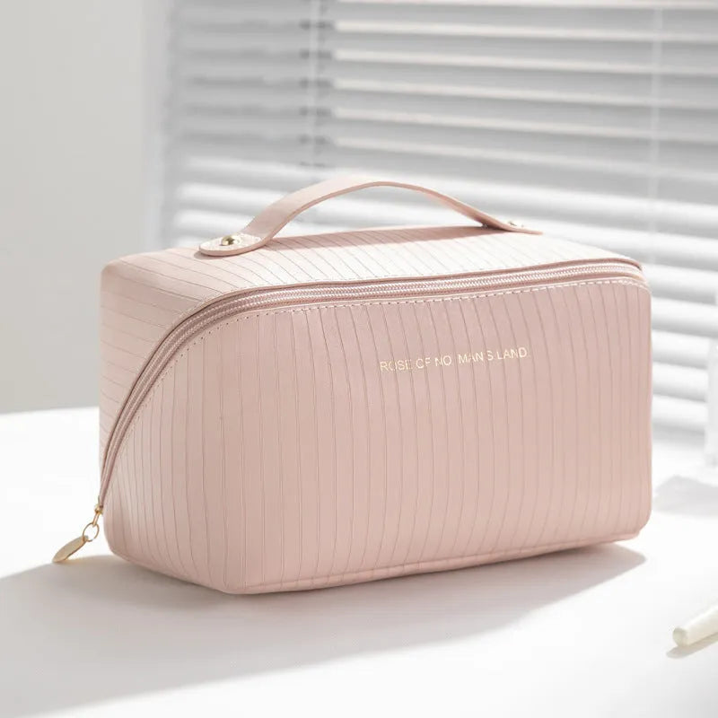 Vertical pattern pillow makeup bag cubic shape 22.5cm travel organiser in multiple colours