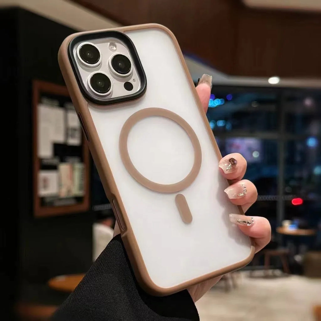 Matte magnetic PC phone case for iPhone 16 series in black with slim fit and magnetic ring