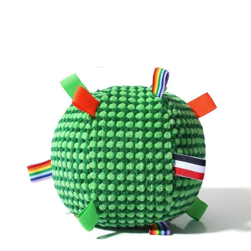 Blue pineapple lattice fabric dog chew toy measuring 17cm in diameter with ball ring shape